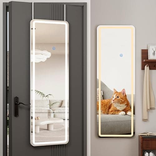 Koonmi Full Length Mirror Door Hanging with LED Lights 48"x16" - Image 1