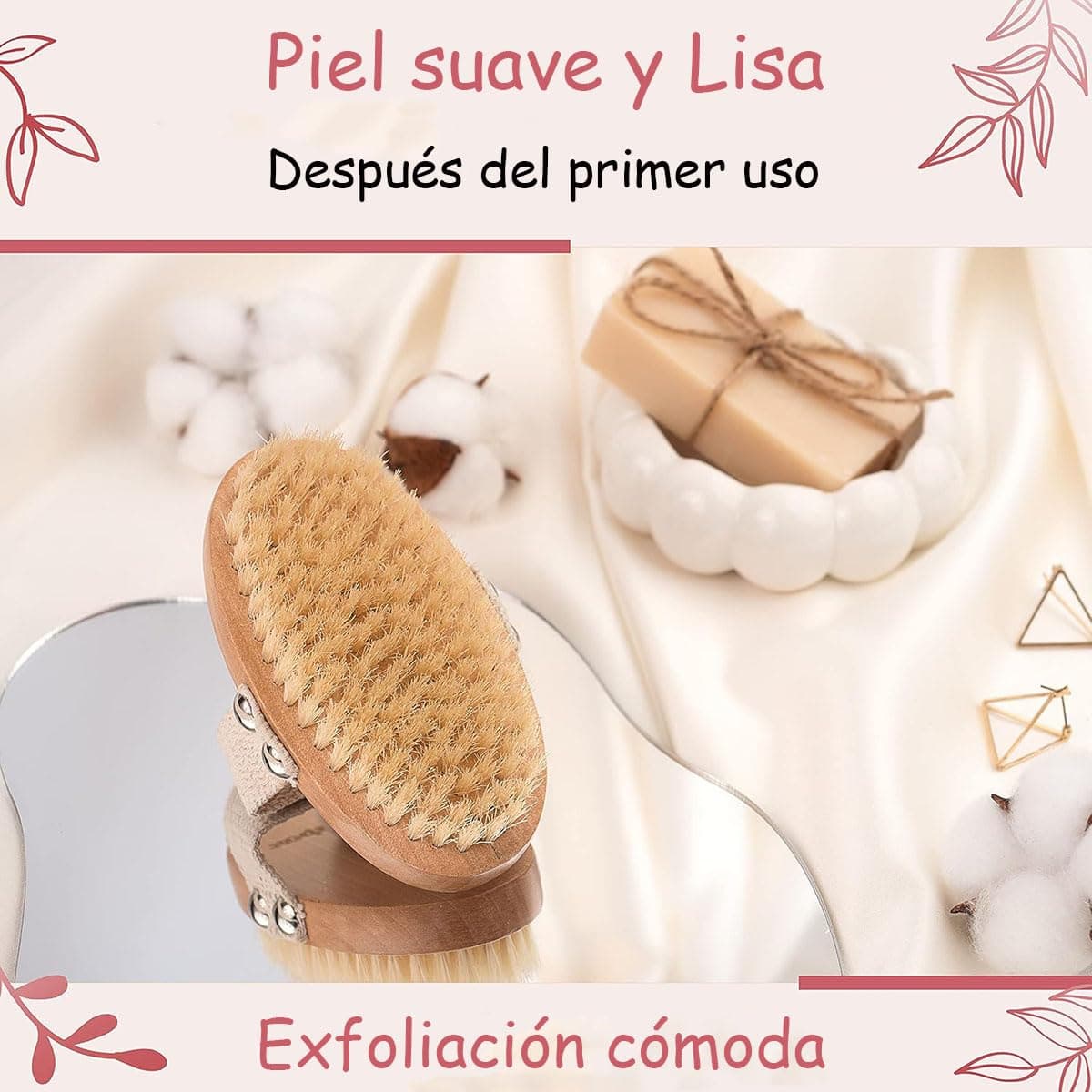 Wzenclave Cepillo Corporal Exfoliante 100% Natural con Mango de Bambú - Libre de Plástico, Cerdas Vegetales para Masaje en Seco, Reduce Celulitis y Mejora la Circulación thumbnail 3
