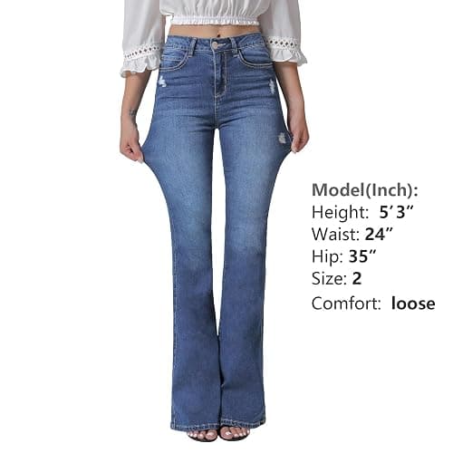 VIPONES Women's Flare Bell Bottom Jeans High Waisted Wide Leg Bootcut Jeans Stretchy Denim Pants thumbnail 4