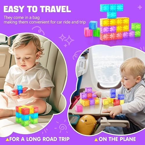 Feoxialy Magnetic Blocks - 52pcs Translucent Magnetic Cubes, Digit Building Blocks Magnet Toys for Kids, Rainbow STEM Creativity Toys 3+ Year Old Boys & Girls Toddlers Kids Christmas Birthday Gifts thumbnail 4