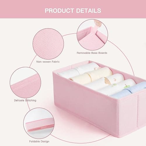 Criusia Drawer Organizer Clothes, 10 Pack Dresser Organizer for Baby Clothes, Underwear, Sock- Foldable Closet Organization and Storage Dividers Bins for Nursery, Bedroom (Pink) thumbnail 5