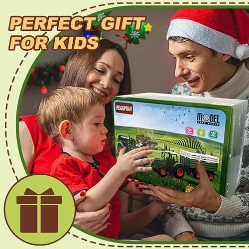 Peagprav Farm Toys Tractor with Trailer-16.5 Inches Tractor Playset 1/24 Scale Gripper Frontloader Spreader for Boys Kids Toddlers Age 3-7 Years Old thumbnail 6