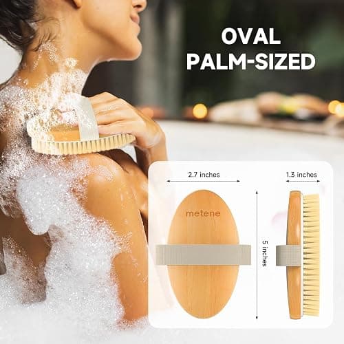 Metene Dry Brushing Body Brush, Exfoliating Body Scrubbers, Natural Bristles for Dry Skin, Improve Circulation, Stop Ingrown Hairs, Reduce Acne and Cellulite thumbnail 6