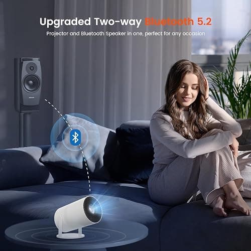 WISHOLY Mini Projector with WiFi and Bluetooth, Portable Movie Projector with 180° Rotatable, 1080P HD Supported, Auto Vertical Keystone, Compatible with Smartphone, TV Stick, Laptop, HDMI, USB thumbnail 3