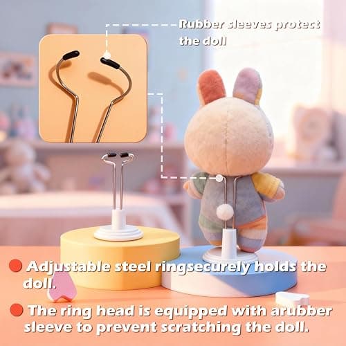 3 Pack Adjustable Doll Stand - Compatible with labubu, Display Holder for 4-8 Inches Figures, White Plastic Stand with Waist Clip, Stable Support for Collectible & Photography (Dolls Not Included) thumbnail 2