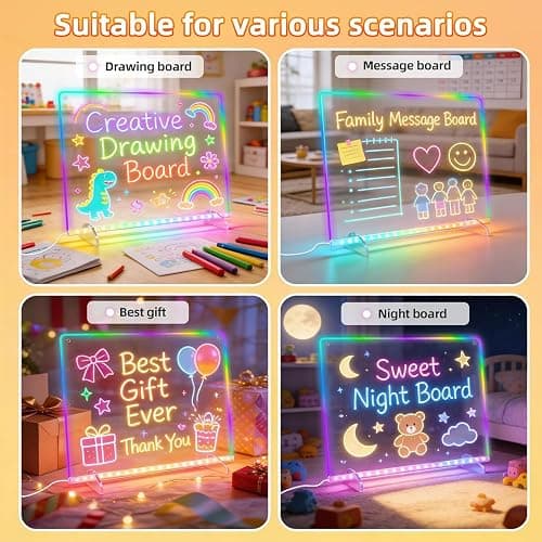 Led Note Board with Colors,16''Drawing Tablet,6 Modes & 8 Colors Light Up Drawing Board,Kids Toy with 13 Light Effects,Birthday Holiday Day Gifts for Girls & Boys Age 3+,7 Markers & Tracing Book thumbnail 6