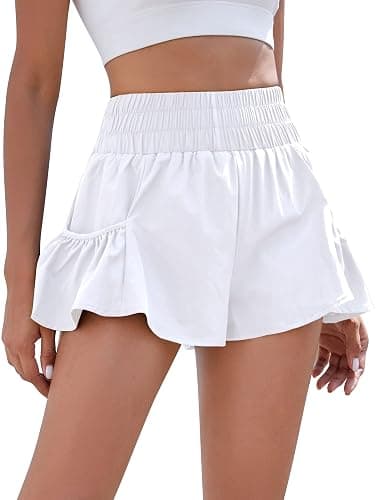 BMJL Womens High Waisted Shorts Athletic Running Shorts Workout Gym Quick Dry Flowy Shorts with Pockets - Image 1