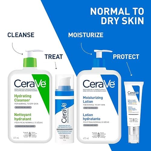CeraVe Moisturizing Lotion, Daily Lightweight Face & Body Moisturizer with Hyaluronic Acid & Ceramides, Suitable for Dry & Sensitive Skin, Fragrance-Free, Non-Comedogenic & Allergy Tested, 473 mL thumbnail 8