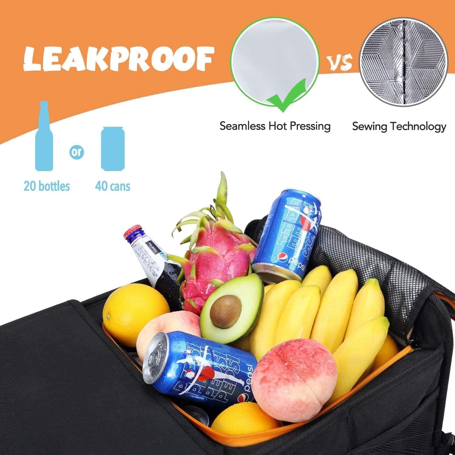 Large Trunk Organizer With Built-in Leakproof Cooler Bag,Car Organizers and Storage for SUV 4 Removable Dividers Collapsible Portable Non-Slip Bottom Tie Down Strap,Car Accessories thumbnail 6