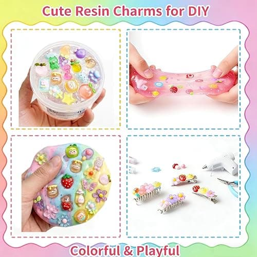 120PCS Mixed Colors Slime Charms Cute Flatback Random Resin Charms Bulk, Slime Accessories Embellishments for Phone Junk Cases, Scrapbooking, Hair Clips & DIY Craft Decoration(Mixed Colors) thumbnail 4