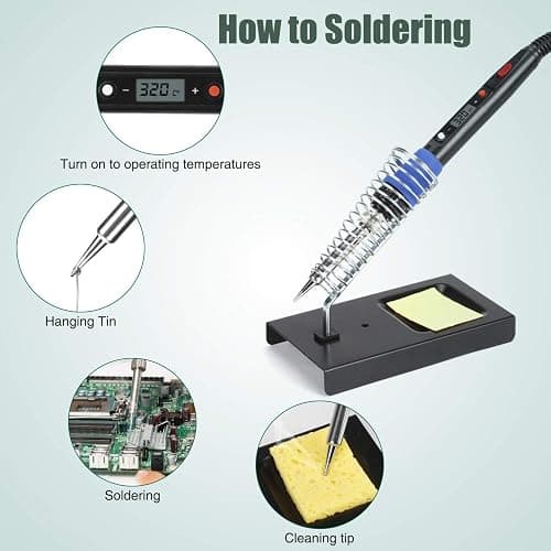 Soldering Iron Kit, 80W 110V LCD Digital Welding Tools, 356-896℉(180-480℃), Portable Adjustable Temperature Solder Irons, for Metal, Jewelry, Electric Repairing, DIY thumbnail 3