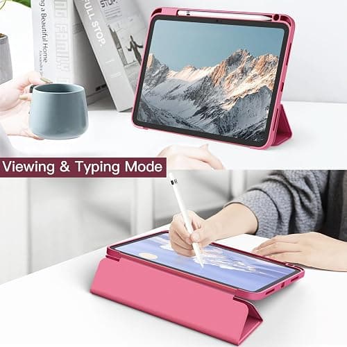 JETech Case for iPad (A16) 11th/10th Generation (2025/2022) with Pencil Holder, Clear Transparent Back Shell Slim Stand Shockproof Tablet Cover, Auto Wake/Sleep (Pink) thumbnail 7