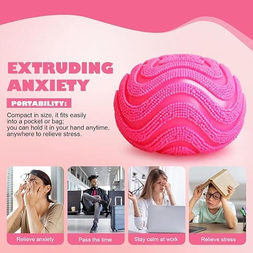 Fuzz Ball, Stress Fuzz Balls for Adults, Soft Fidget Toy for Anxiety Relief, Squishy Slow Rising High Density Ice Squeeze Ball Cubes Cube Sensory for Office Anxiety Stress Relief(Pink) thumbnail 5