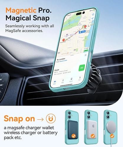 CANSHN Magnetic for iPhone 17 Case, Upgraded [Full Camera Protection] [Compatible with Magsafe] [Translucent Matte] Shockproof Protective Phone Case for iPhone 17 - Teal thumbnail 5