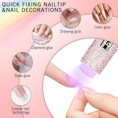 peccera Handheld UV Light for Gel Nails, Glitter UV Nail Lamp, Cordless Portable Mini Gel Nail Lamp for Fast Curing, Rechargeable LCD Polish Nail Dryer for DIY Manicure Decor - Pink Diamond thumbnail 4