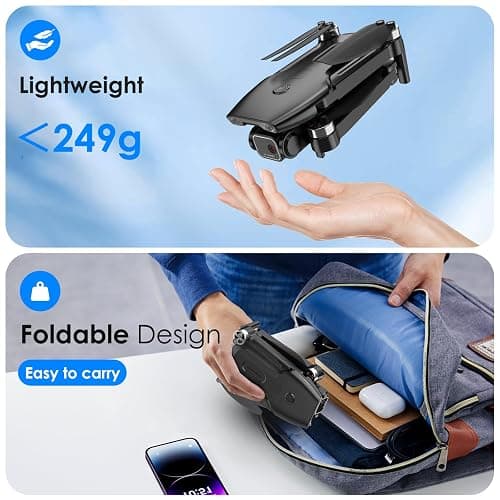 Drone with Camera, 1080P FPV Foldable Drone with Brushless Motor, One Key Take Off/Land, Altitude Hold, 360° Flip, Gravity Control, 2 Batteries, 3 Speeds Mini Drone for Kids Beginners thumbnail 9