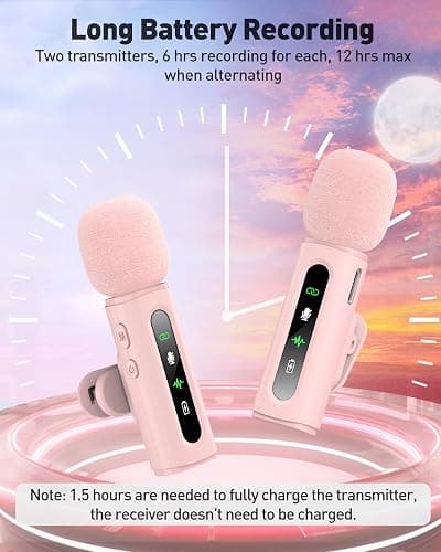 USB C Lavalier Microphone Wireless Mini Mic for Type-C Android Phone/Tablet/PC Video Recording Clip-on Mics with Rotatable Clip&Denoise Recording, Ideal for Vlog Tiktok Youtube Content Creator, Pink thumbnail 6