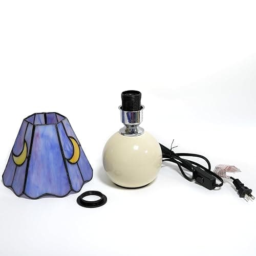 KIPHEPI Mushroom Lamp Tiffany Lamp Stained Glass Table Lamp Moon Cute Small Bedside Lamps for Living Room Home Decor,Unique Aesthetic Home Living Room Decor Girls Women Birthday Day Gift,Pink Blue thumbnail 8