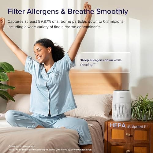 LEVOIT Air Purifiers for Bedroom Home Dorm, 3-in-1 Filter Cleaner with Fragrance Sponge for Better Sleep, Filters Smoke, Allergies, Pet Dander, Odor, Dust, Office, Desktop, Core Mini-P, White thumbnail 2