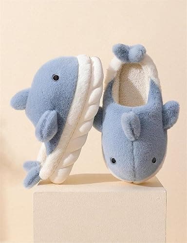 Zuwxeu Plush Home Slippers for Men and Women, Cartoon Shark Animal Cotton Slippers, Winter Indoor Warm Soft and Comfortable Thick-soled Shoes thumbnail 6