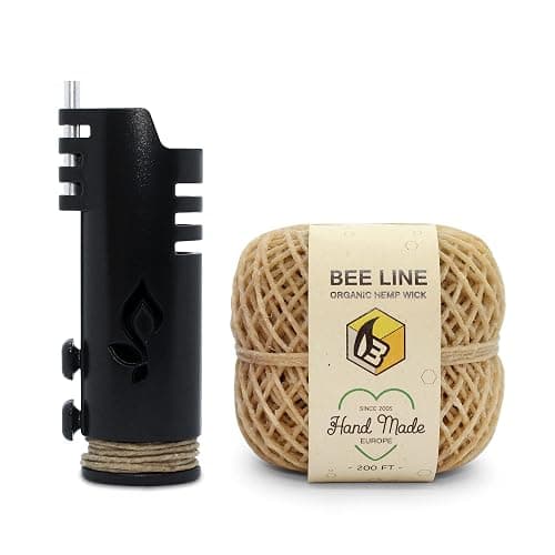 Hemp Wick Bundle Pack: 200 FT Beeline Roll + 1 Hemplights Wick Lighter (Black) - Image 1