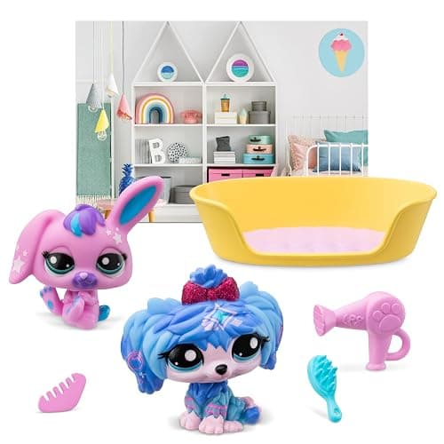 Littlest Pet Shop Petfluencer Super Salon | Petfluencer Set Contains 2 LPS Mini Pet Toys 4 Accessories 1 Backdrop 1 Collector Card and 1 Virtual Code | Collectable Toys for Girls and Boys thumbnail 3