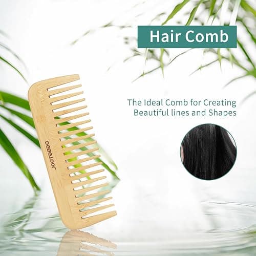 DEBETOOL Bamboo Hair Brush Set, Natural Wooden Bamboo Comb Paddle Detangling Hairbrush for Hair Growth - Wide-tooth and Tail Comb Suitable for Thick/Thin/Curly/Dry Hair thumbnail 4