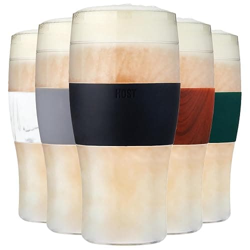 Host FREEZE Beer Glasses, Frozen Beer Mugs, Freezable Pint Glass Set, Insulated Pint Glass to Keep Your Drinks Cold, Double Walled Insulated Glasses, Tumbler for Iced Coffee, 16oz, Set of 2, Black thumbnail 16