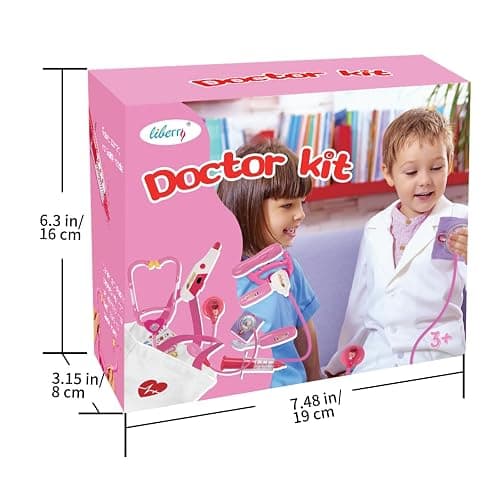 Liberry Doctor Kit for Toddlers 3-5 Years Old, 18-Piece Doctor Bag Pretend Play Toys, Durable Medical Kit with Toy Stethoscope, Pink Doctor Gift for Girls thumbnail 8