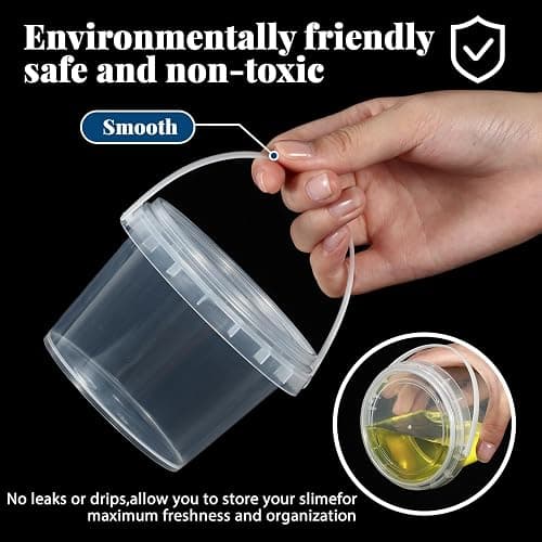 Maxcheck 100 Pcs Clear Containers Bulk with Lids and Handles Plastic Clear Storage Bucket Containers Mini Storage Case for Party DIY Art Craft Pigment Dough Cotton Candy Lotion Small Tools (10oz) thumbnail 3