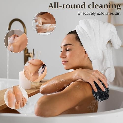 African Net Sponge Authentic with Knots, Exfoliating Bath Sponge & Body Scrubber for Dead Skin Removal, Long Flat Back Scrubber for Foot, Scalp and Body Wash, by Starhot (1-Pack Black) thumbnail 5
