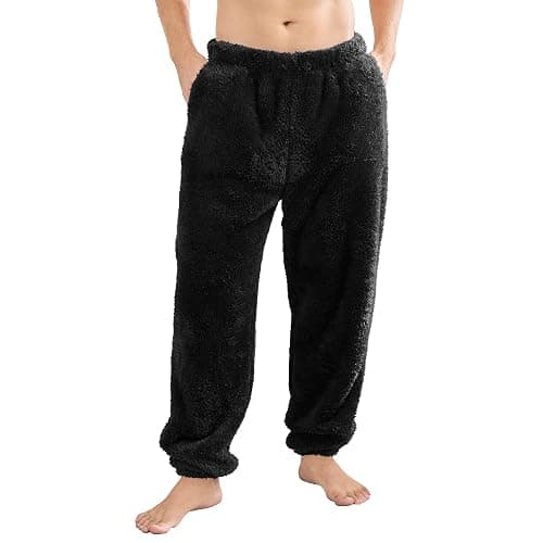 PJGGZ Mens Fleece Pajama Pants, Winter Warm Fuzzy Lounge Bottoms Long Soft Plush Fluffy Pj Pants with Pockets - Image 1