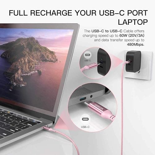 Long USB C to USB C Cable 15 ft Pink, 60W Fast Charging, USB Type C Charger Cord for iPhone 15/15 Pro,iPad Pro Air 12.9 4th, MacBook Pro, PS5, Samsung Galaxy S23 S22, Note 20 10 Ultra, Google Pixel 7 thumbnail 7
