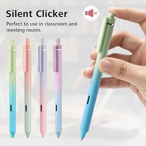 Writech Retractable Gel Ink Pens: 8ct Black Ink 0.5mm Fine Point Tip Pen Comfort Grip Smooth Writing with Aesthetic Gradient Color Barrel for Journaling Note Taking Sketching No Bleed & Smear thumbnail 3