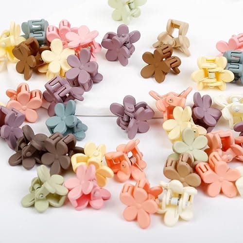 100Pcs Colorful Mini Flower Hair Clips, TEBIEKOY Baby Hair Clips Mini Claw Clips Cute Jaw Clips Hair Pins Hair Barrettes Toddler Hair Accessories for Women Girls Kids Teens thumbnail 4