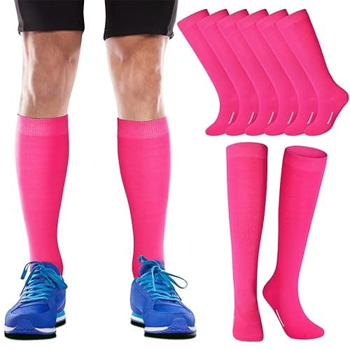Haysandy 12 Pairs Youth Socks Bulk Soccer Football Softball Baseball Socks for Athletic Girls Kids Youth Adults Team Sport - Medium - Hot Pink thumbnail 5