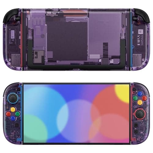 eXtremeRate DIY Replacement Shell Buttons for Nintendo Switch 2, Custom Console Rear Back Plate + Faceplate with Decorative Strips Direction Keys for Joycon 2 - Essence Version - Clear Atomic Purple - Image 1