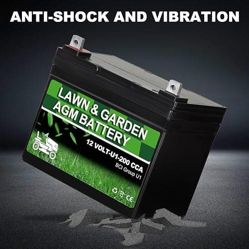 Lawn Garden AGM Battery Group U1, 12 Volt 200CCA,Rechargeable SLA Starting Battery for Lawn, Tractors and Mowers, Compatible with John Deere, Toro, Cub Cadet, and Craftsman Mower - U1-200CCA thumbnail 7