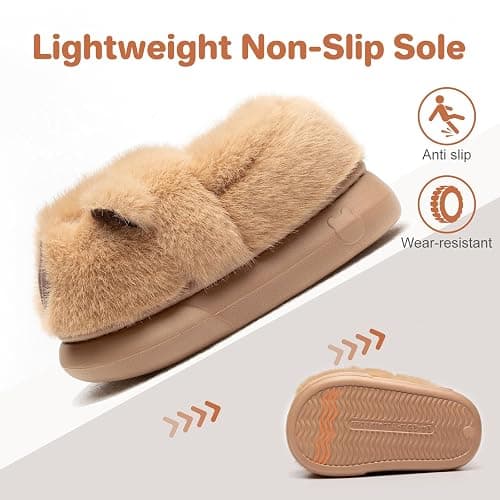 Drecage Toddler Kids Slippers Girls Boys House Shoes Winter Slippers Plush Warm Soft with Cute Cartoon Design Indoor Shoes thumbnail 5