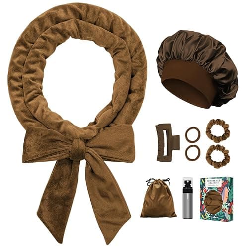 Gwabee Heatless Curls Overnight Hair Curler, 70" Soft Hair Curlers to Sleep In No Heat Curls Overnight, 9 PCS No Heat Curlers Set for Women - Golden Brown - Image 1