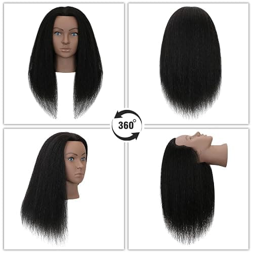 Sirydtm 18" Mannequin Head Human Hair 100% Real Human Hair Mannequin Head Cosmetology Makeup Doll Training Head With Table Clamp Stand for Curling, Cutting Dyeing & Hairdresser School Training thumbnail 6