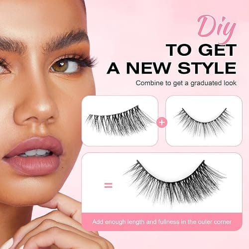 Sixstarhair Demi Faux Cils Bande Transparente 3D Faux Cils Naturel Half Lashes Oeil de chat Reutilisable Fake EyeLashes 10 Paires thumbnail 7