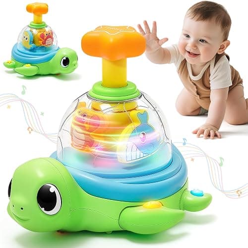 Baby Toys 6-12 Months, Musical Crawling Press to Spin & Glow Turtle Toy for 1 Year Old, Cause and Effect Early Learning for Infant Tummy Time, Christmas 1st Birthday Gifts Boy Girl 7 8 9 10 11 Month - Image 1