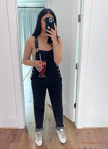 luvamia Women's Casual Stretch Adjustable Denim Bib Overalls Jeans Pants Jumpsuits thumbnail 7