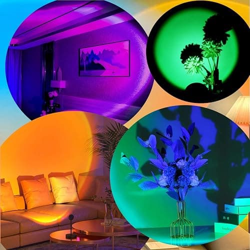 Sunset Lamp Projection, 16 Colors Sunset Lamp Multiple Colors with Remote Control, 360 Degree Rotation LED Sunset Projection Lamp Night Light with Fade Mode for Photography/Party/Home/Decor - 16 Colors thumbnail 3