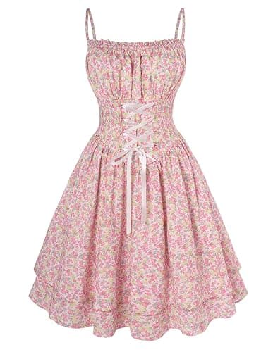 Scarlet Darkness Women Corset Floral Dress Spaghetti Strap Mini Sundress for Teens - Image 1