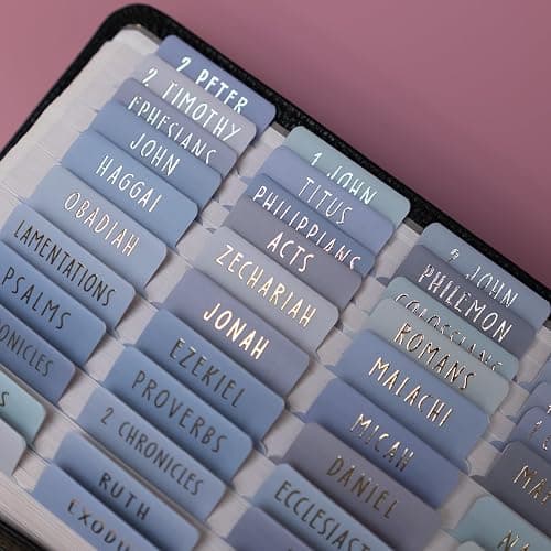 UPAFEXXI-Laminated Bible Tabs (Gold Foil Embossed Lettering), Bible Tabs for Women and Men, Reposition Large Print Stickers, Easy to Read and Apply, 80Chapters Labels for Easy Navigation(Blue) thumbnail 2