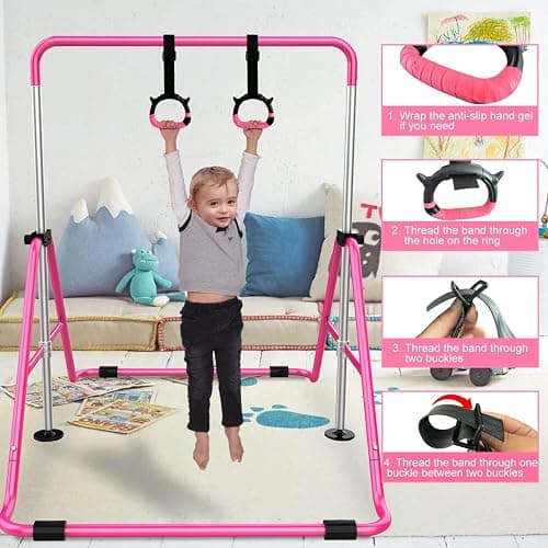 Tepemccu Expandable Gymnastics Bars, Adjustable Height Gymnastic Horizontal Bars, Children Folding Training Bar for Kids thumbnail 6