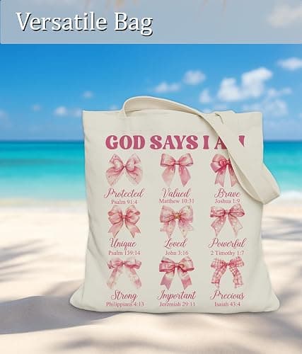 LUERHUI Aesthetic Christian Gifts Tote Bag for Church, Religious Tote Bag for Bible Study, Medium Size with Inner Pocket thumbnail 5
