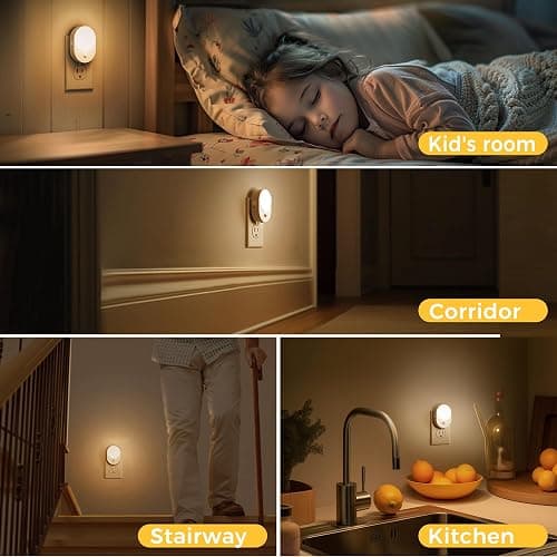 L LOHAS LED Motion Sensor Night Light,[2-PACK] Night Lights Plug into Wall,Motion Sensor and Dusk to Dawn Sensor,3000K Soft White,30/60/100lm Brightness Dimmable,Nightlight for Bathroom Hallway thumbnail 7